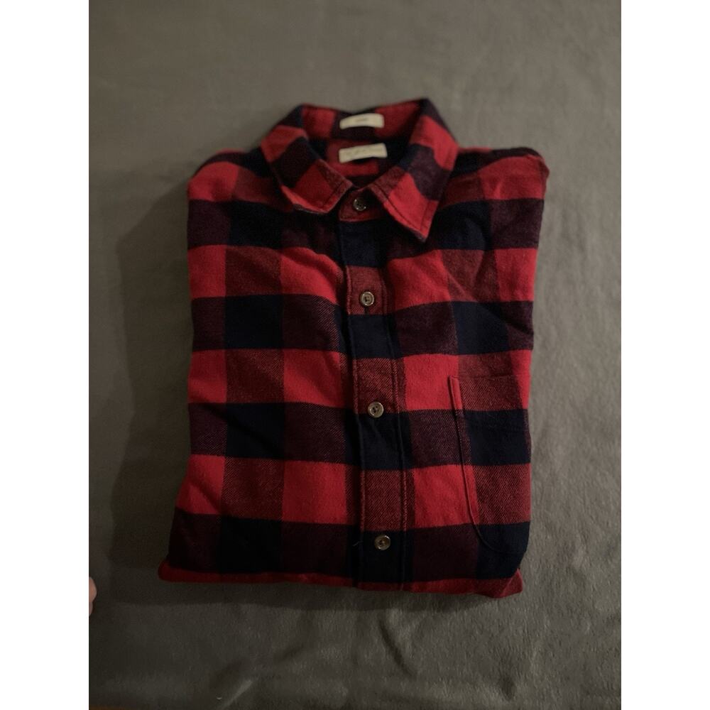 J. CREW Slim Mens Size L Long Sleeve Flannel Buffalo Plaid Shirt Red/Blue Check